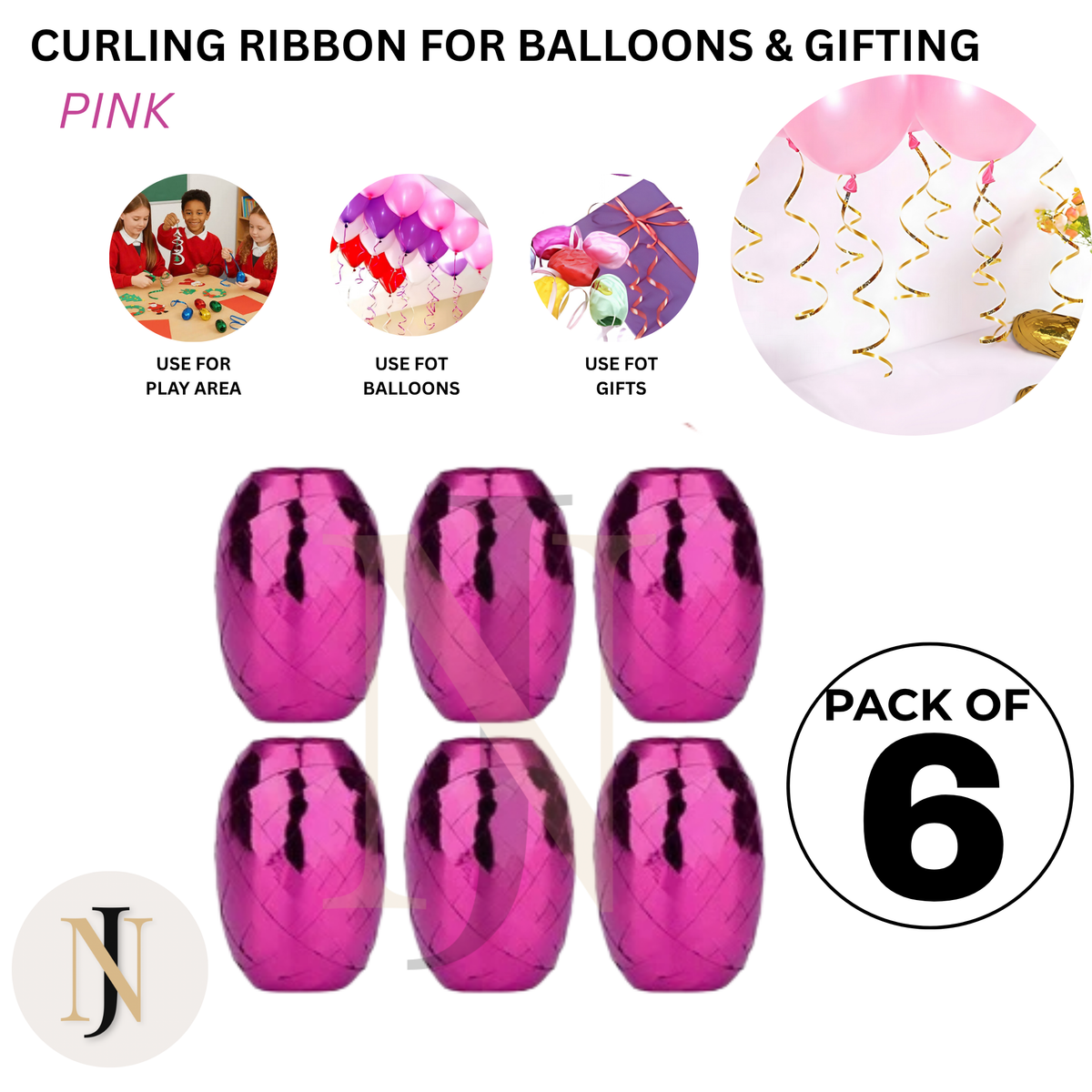 Curling Ribbon for Balloons & Gift Wrapping – Pack of 6