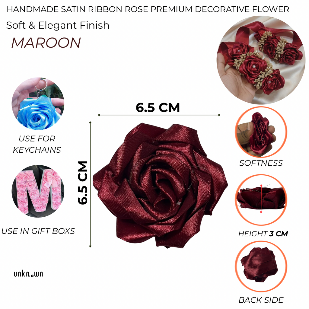 Handmade Satin Ribbon Rose 6.5cm | Decorative Craft Flower Pakistan ...