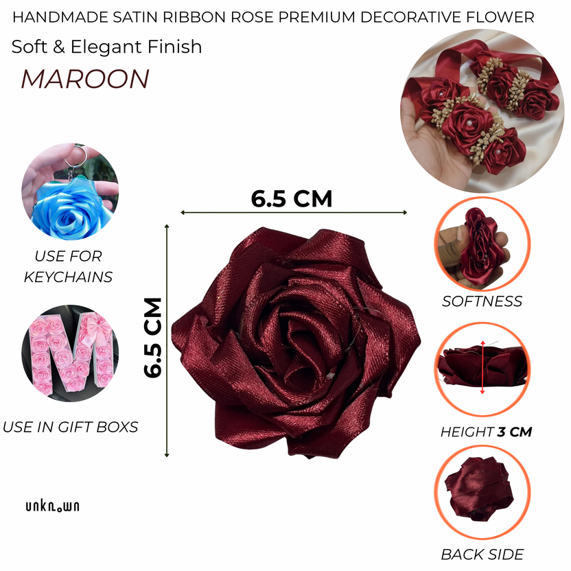 Handmade Satin Ribbon Rose 6.5cm | Decorative Craft Flower Pakistan ...