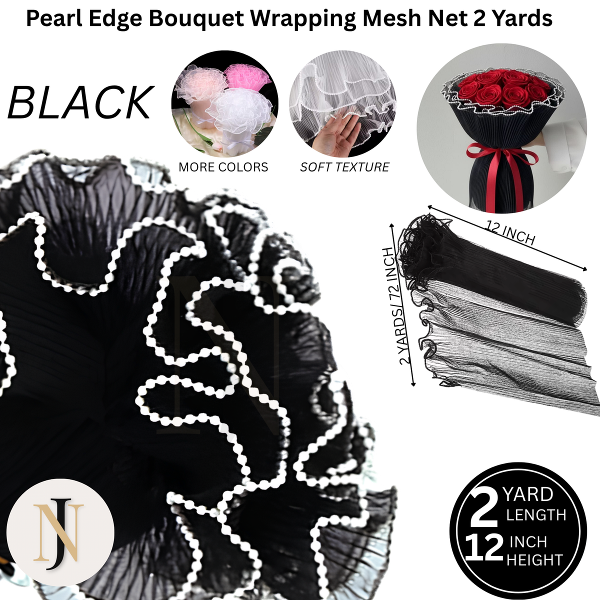 Pearl Edge Mesh Bouquet Wrapping Paper Roll – Korean Flower Wrapping Net Sheet | Wave Mesh Floral Wrap for Bouquets, Gifts & Decorations