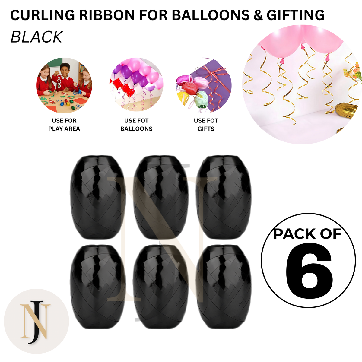 Curling Ribbon for Balloons & Gift Wrapping – Pack of 6