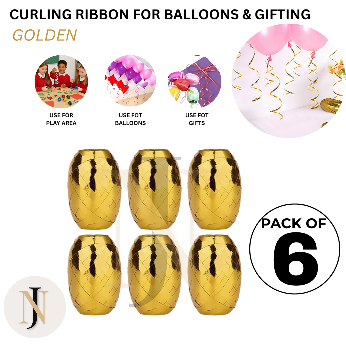 Curling Ribbon for Balloons & Gift Wrapping – Pack of 6