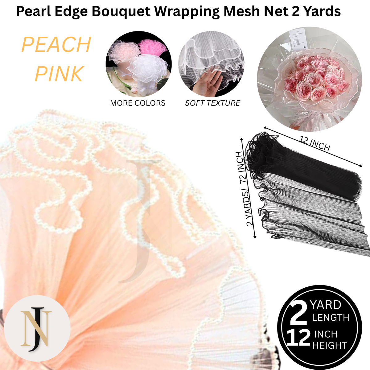 Pearl Edge Mesh Bouquet Wrapping Paper Roll – Korean Flower Wrapping Net Sheet | Wave Mesh Floral Wrap for Bouquets, Gifts & Decorations