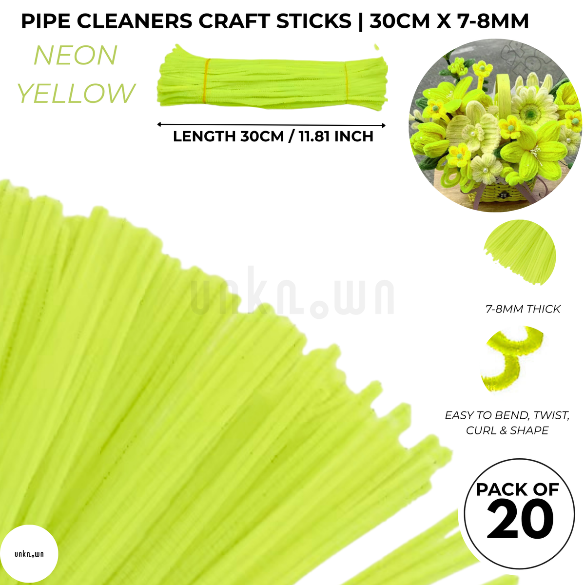 Velvet Pipe Cleaners Craft Sticks (20 Pcs) – 30cm Chenille Stems for DIY Crafts, Pipe Cleaner Flowers, Kids Art, School Projects & Bouquet Making