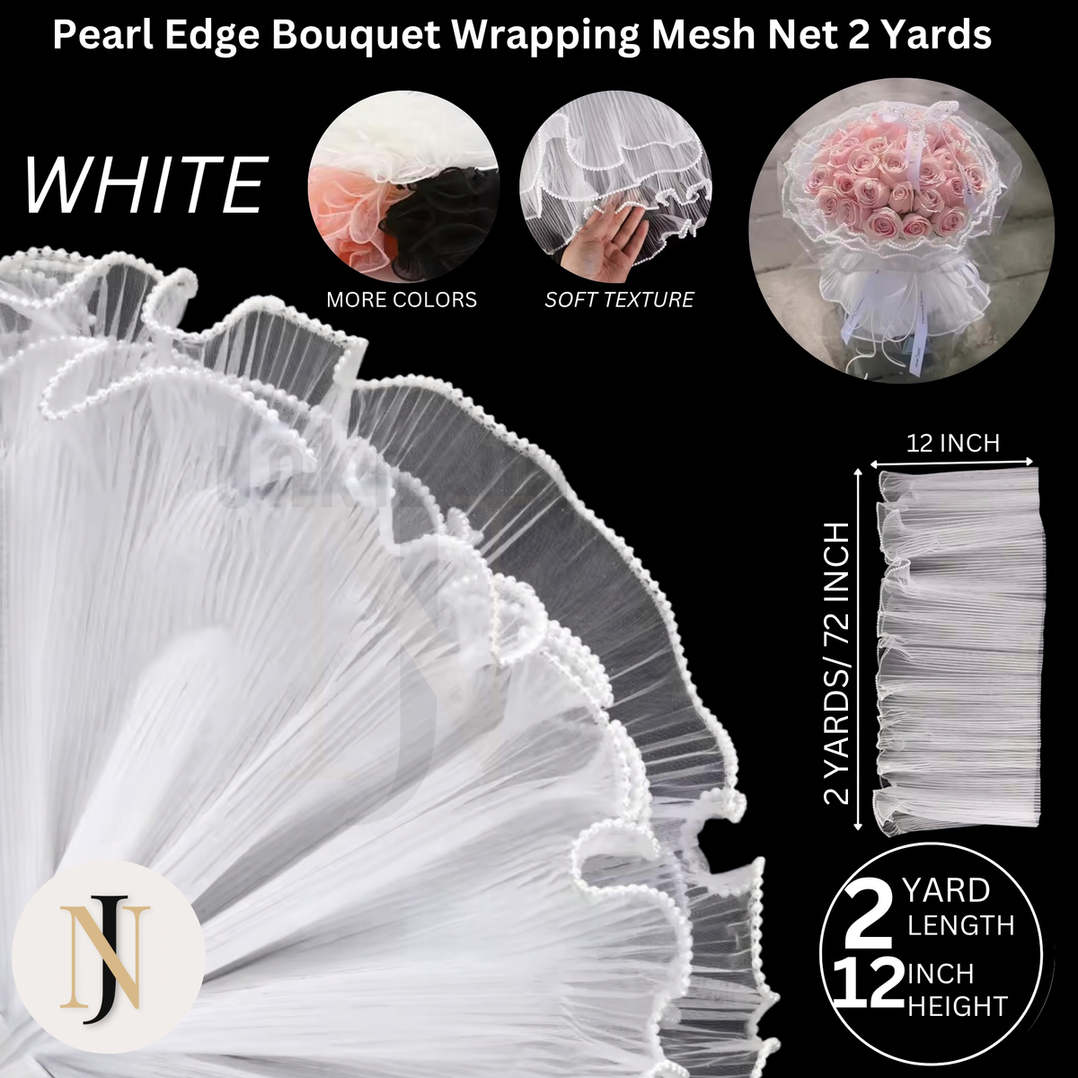 Pearl Edge Mesh Bouquet Wrapping Paper Roll – Korean Flower Wrapping Net Sheet | Wave Mesh Floral Wrap for Bouquets, Gifts & Decorations