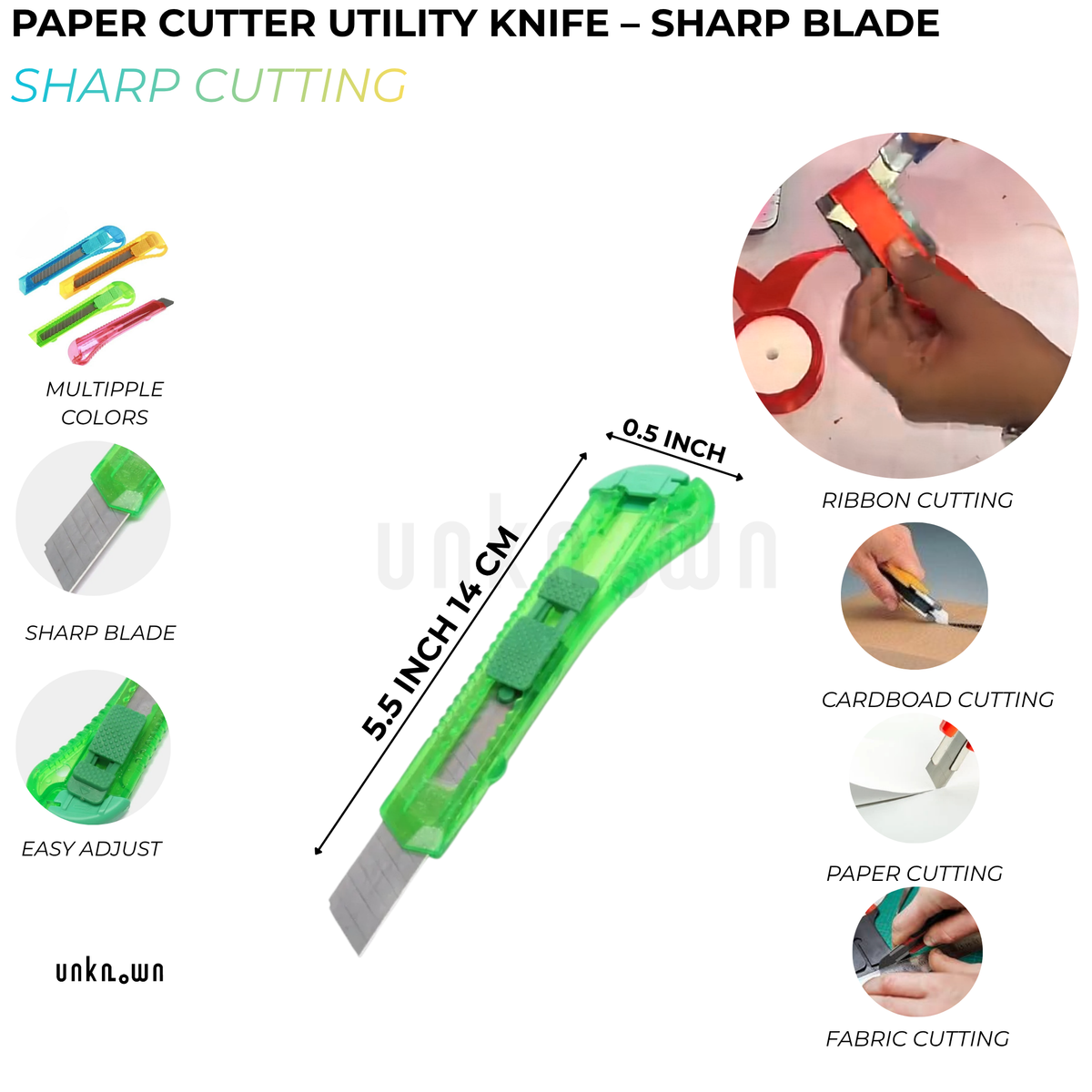 Mini Paper Cutter Utility Knife – Sharp Blade Cutter for Ribbon, Bouquet Wrapping, Paper, Cardboard, Fabric & DIY Crafts