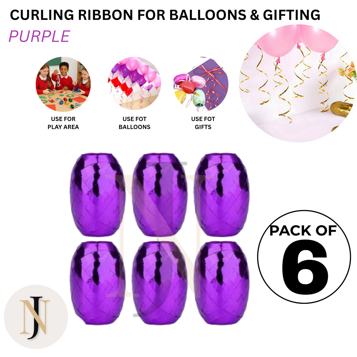 Curling Ribbon for Balloons & Gift Wrapping – Pack of 6