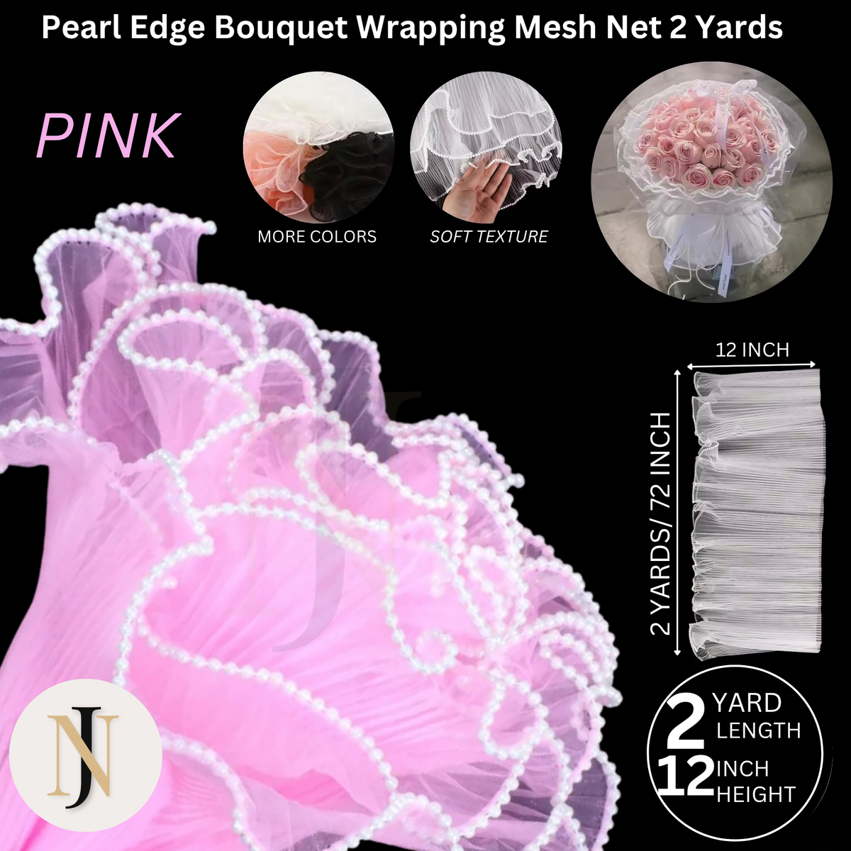 Pearl Edge Mesh Bouquet Wrapping Paper Roll – Korean Flower Wrapping Net Sheet | Wave Mesh Floral Wrap for Bouquets, Gifts & Decorations