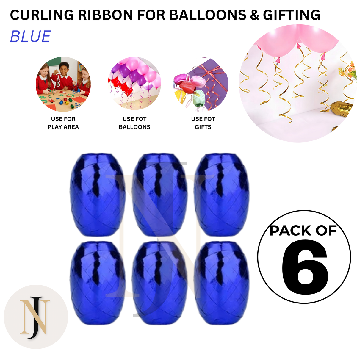 Curling Ribbon for Balloons & Gift Wrapping – Pack of 6
