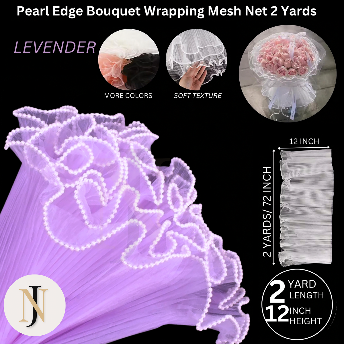 Pearl Edge Mesh Bouquet Wrapping Paper Roll – Korean Flower Wrapping Net Sheet | Wave Mesh Floral Wrap for Bouquets, Gifts & Decorations