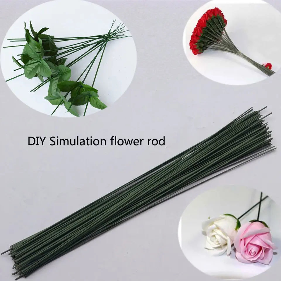 2mm Green Floral Stem Wire Sticks – 16 Inch / 40 CM Florist Wire for Artificial Flowers, Bouquet Making, Floral Crafts & DIY | Pack of 5, 15 & 25