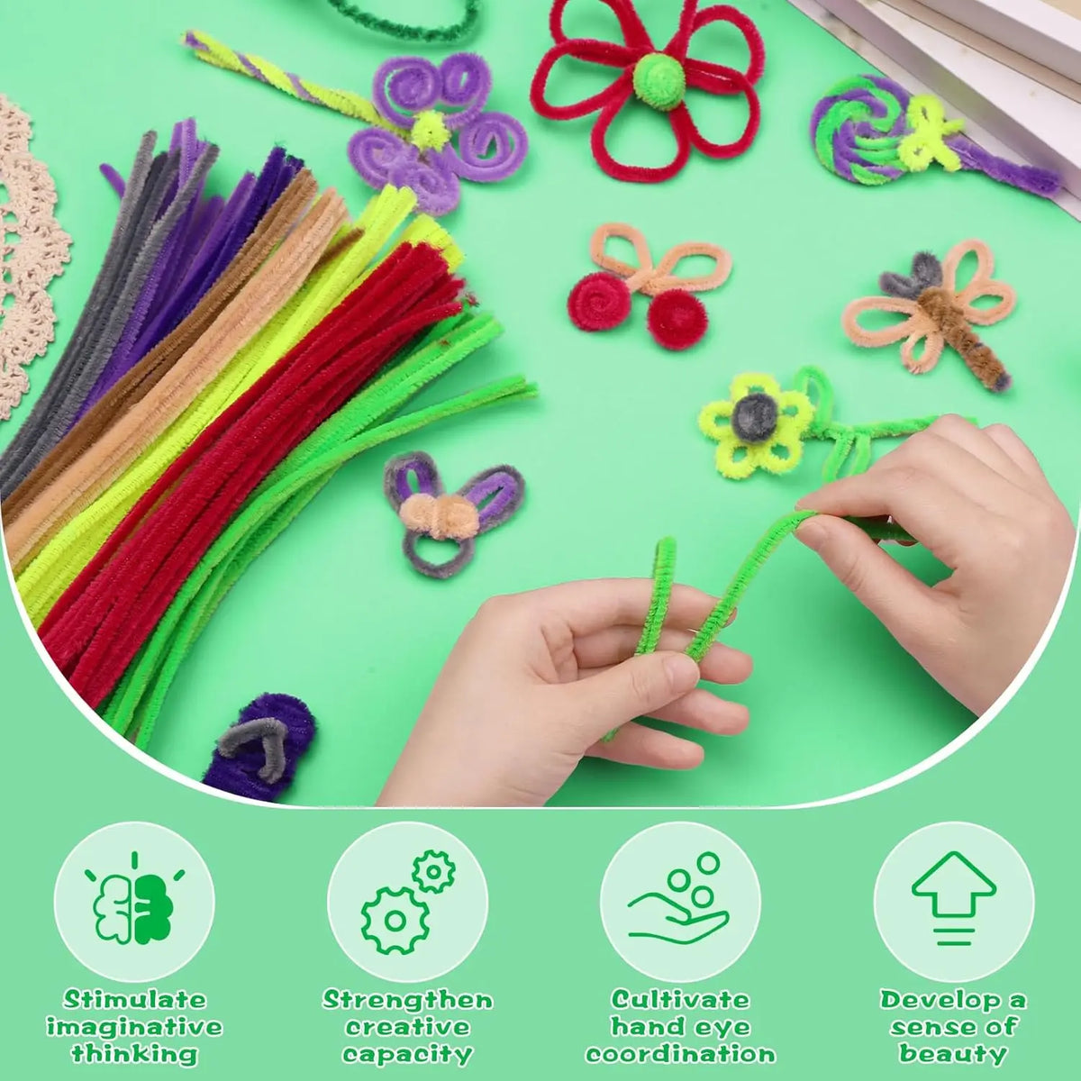 Velvet Pipe Cleaners Craft Sticks (20 Pcs) – 30cm Chenille Stems for DIY Crafts, Pipe Cleaner Flowers, Kids Art, School Projects & Bouquet Making