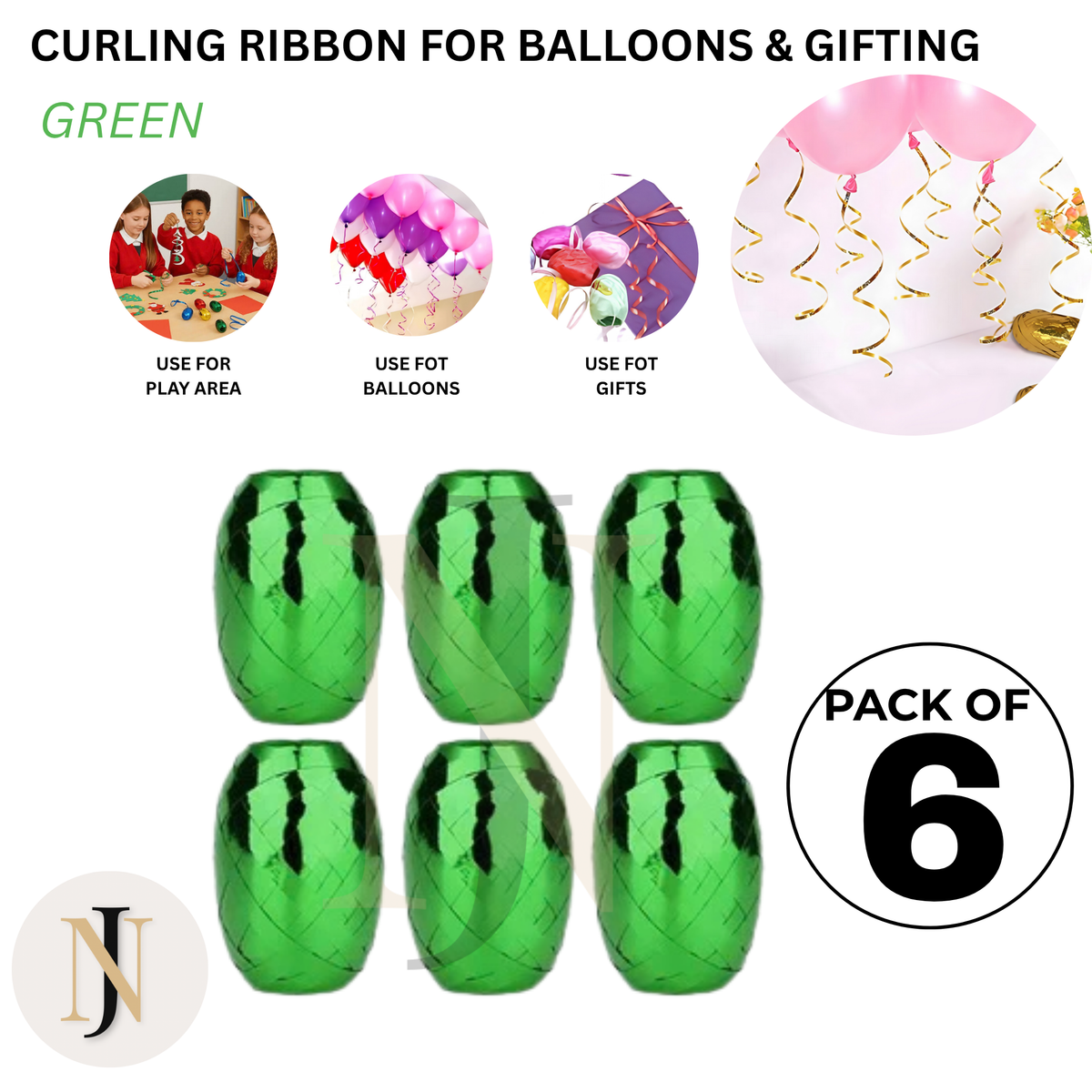Curling Ribbon for Balloons & Gift Wrapping – Pack of 6