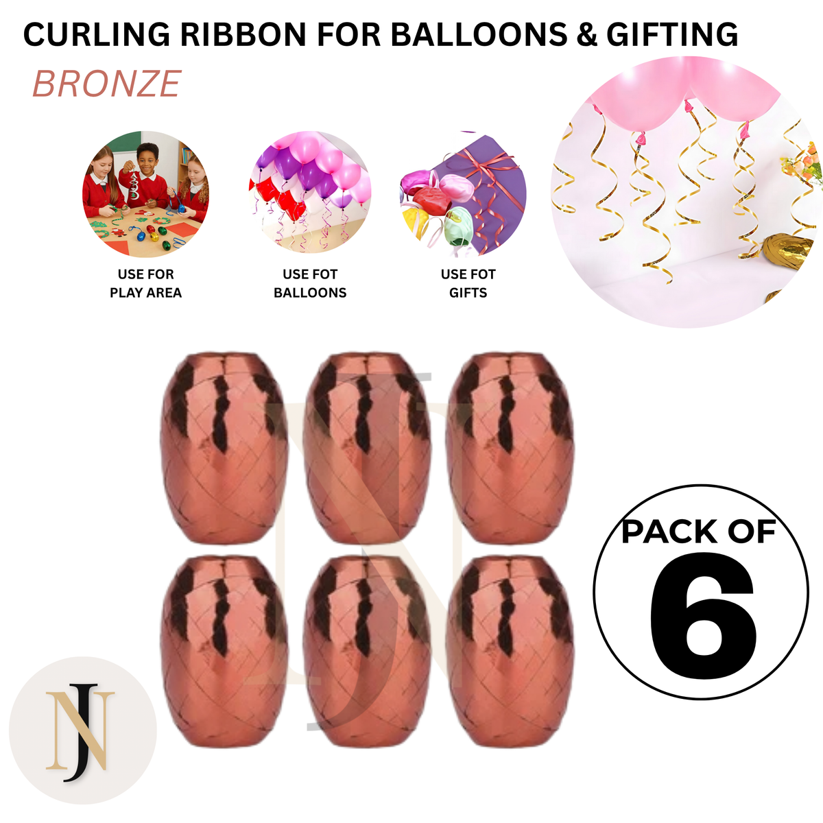 Curling Ribbon for Balloons & Gift Wrapping – Pack of 6