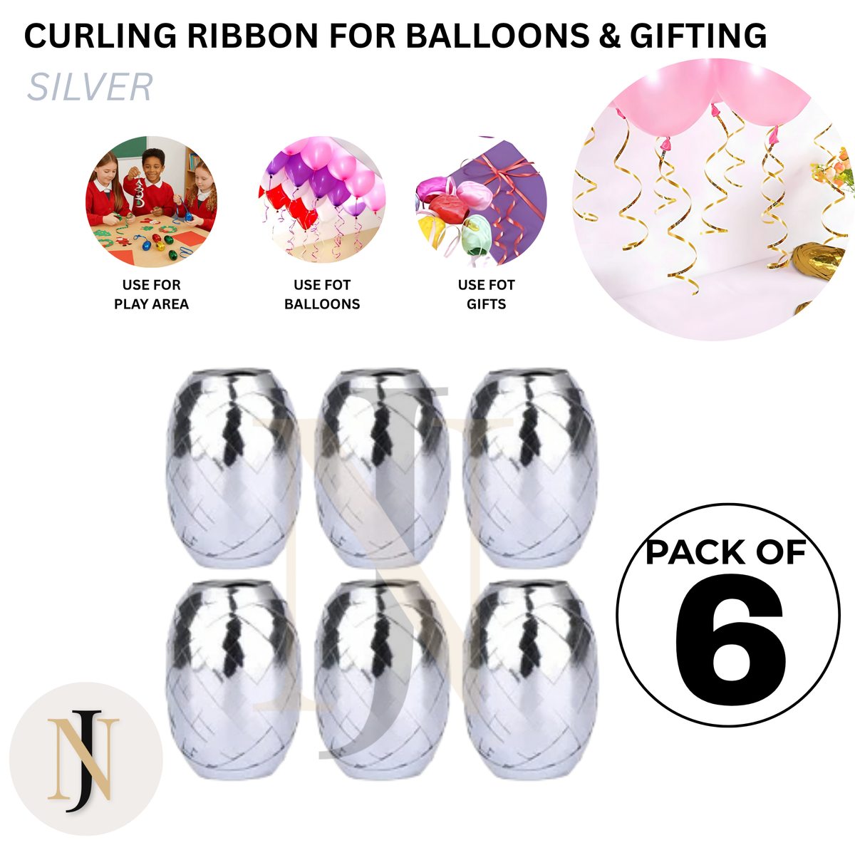 Curling Ribbon for Balloons & Gift Wrapping – Pack of 6